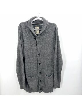 Relwen Gray Soft Cotton Wool Blend Shawl Collar Cardigan Sweater Mens XL